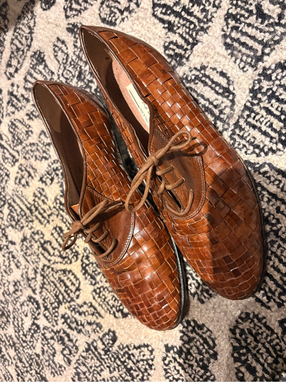 Woman’s Woven Leather Lace-Up Oxfords in Brown